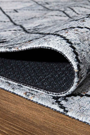 VALENCIA 1508 Geometrik Desenli Kaymaz Taban Yıkanabilir Modern Halı Kilim