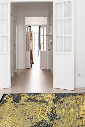 ARTE 2602A Hardal Yıkanabilir Modern Şönil Dokuma Dekoratif Halı Kilim