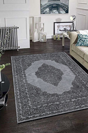 MONET 4123A Gri Klasik Modern Toz Tutmayan Halı Kilim