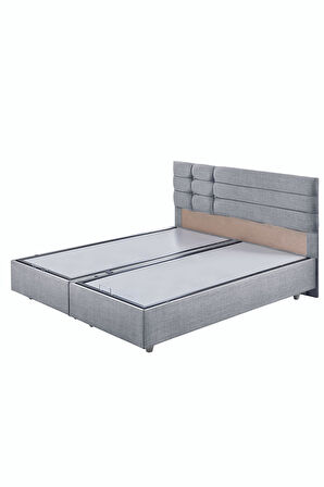 Viyana Çift Kişilik Baza Başlık Letto Yatak Seti Açık Gri
