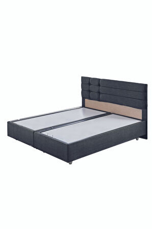 Viyana Çift Kişilik Baza Başlık Letto Yatak Seti Antrasit