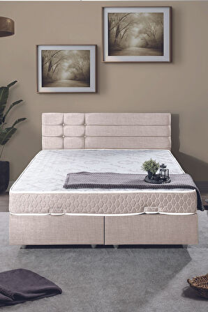 Viyana Çift Kişilik Baza Başlık Letto Yatak Seti Krem