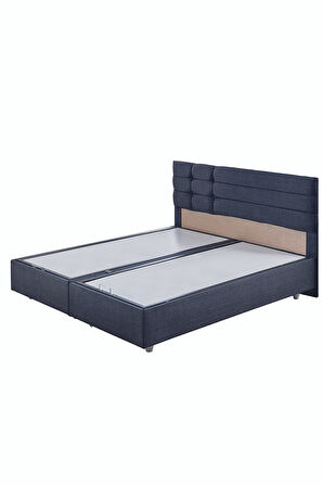 Viyana Çift Kişilik Baza Başlık Letto Yatak Seti Lacivert