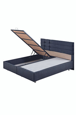 Viyana Çift Kişilik Baza Başlık Letto Yatak Seti Lacivert