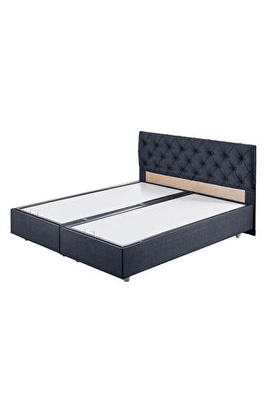 Eylül Çift Kişilik Baza Başlık Letto Yatak Seti Lacivert