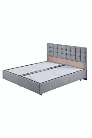 Venedik Çift Kişilik Baza Başlık Letto Yatak Seti Açık Gri