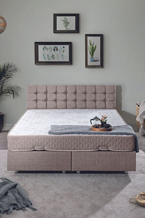 Venedik Çift Kişilik Baza Başlık Letto Yatak Seti Kahve