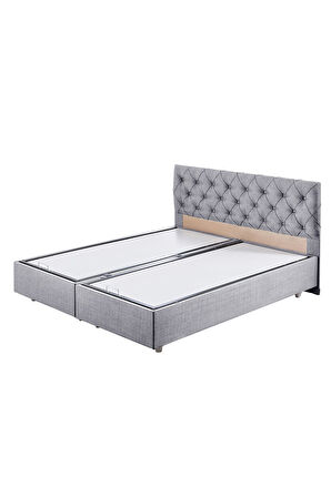 Eylül Çift Kişilik Baza Başlık Letto Yatak Seti Açık Gri
