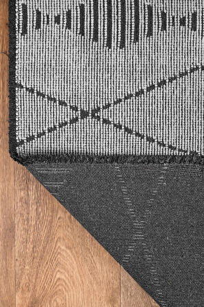 TROY Yıkanabilir Kaydırmaz, Pamuk Dokuma, Premium Kalite Salon&mutfak&yemek Odası Kilimi TY106-A.Gri