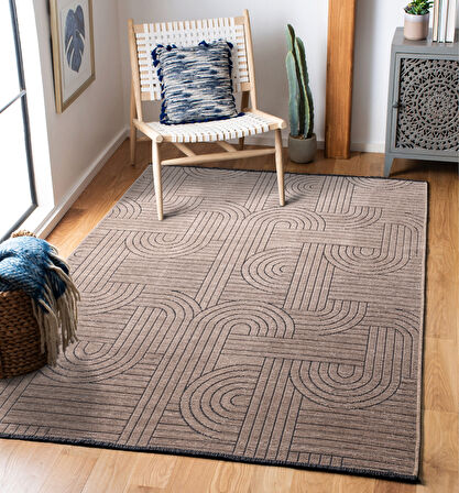 TROY Yıkanabilir Kaydırmaz, Pamuk Dokuma, Premium Kalite Salon&mutfak&yemek Odası Kilimi TY112-Bej