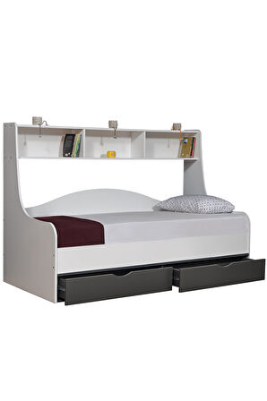 Karyola, Hera Çekmeceli Karyola Beyaz Gri + 1 Adet Comfort Yatak
