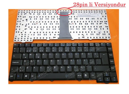 Asus F3A, F3S, F3H, F3J, F3U, F3Jr, F3Jv, F3K, F3Ka, F3Ke F3P, F3Q Notebook Klavyesi - TR - 28 Pin