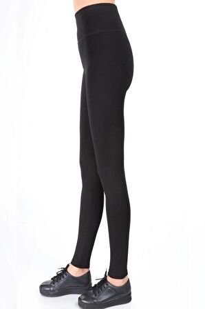 Kadın Siyah Geniş Bel Kemerli Çelik Örme Tayt