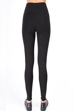 Kadın Siyah Geniş Bel Kemerli Çelik Örme Tayt