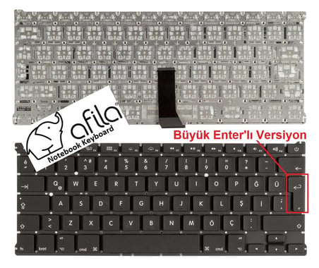 Macbook Air 13 A1369 A1466 2011/2015 Klavyesi Siyah TR - B.Enter / KL0001
