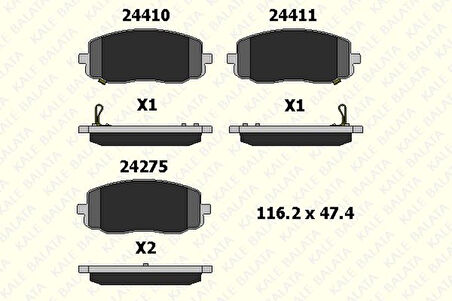 Hyundaı On Fren Balatası Hyundaı İ20 08-15 İ10 08-11 / Picanto 04-11 - Kale B 24275 168 05 Ans