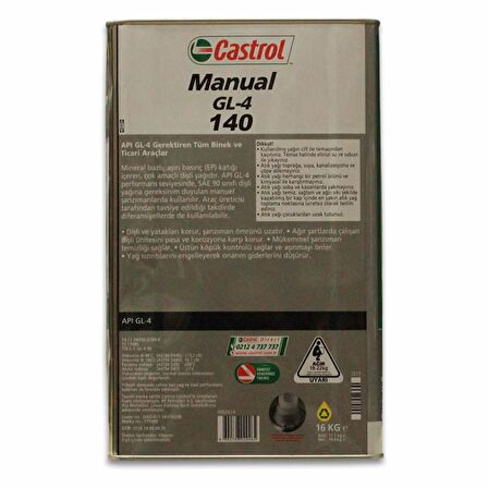 Castrol Manual 140 16 Kg GL-4 Şanzıman ve Diferansiyel Yağı