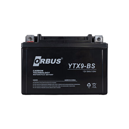 Orbus Motosiklet Aküsü 12 Volt 9 Amper Yeni Tarihli Taze Akü 150x86x107mm 2.9 Kg