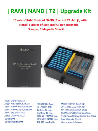 SoFix S-F302 Macbook RAM NAND T2 BGA Çip Onarım Kalıbı Kit A2159