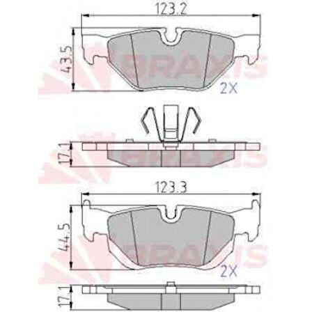 Bmw Fren Balatası Arka (kulaklı) Bmw E87 E90 X1 E84 - Braxıs Aa0615
