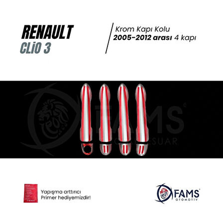 Renault Clio 3 Hb Krom Kapı Kolu 4 Kapı 2005-2012 Paslanmaz Çelik