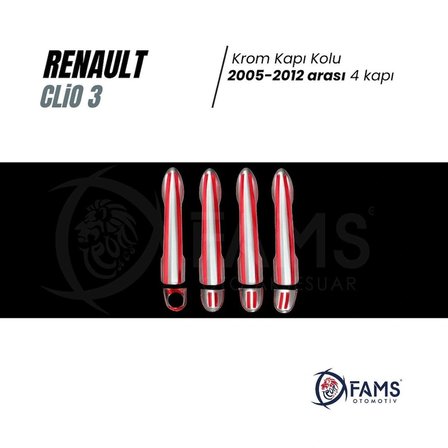 Renault Clio 3 Hb Krom Kapı Kolu 4 Kapı 2005-2012 Paslanmaz Çelik