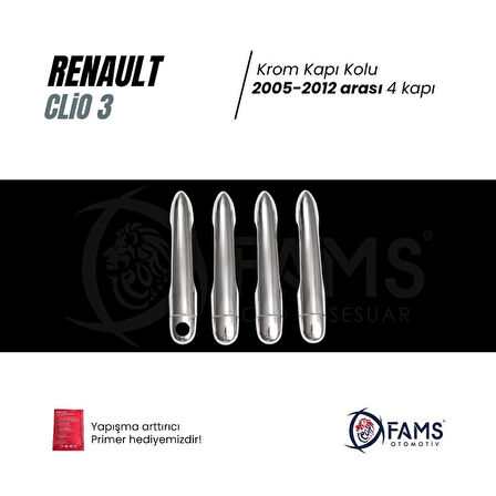 Renault Clio 3 Hb Krom Kapı Kolu 4 Kapı 2005-2012 Paslanmaz Çelik