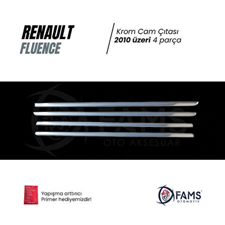 Renault Fluence Krom Cam Çıtası 4 Prç. 2010 Ve Üzeri P. Çelik Uyumlu