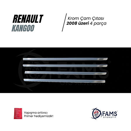 Renault Kangoo Krom Cam Çıtası 4 Prç. 2008 Üzeri P. Çelik