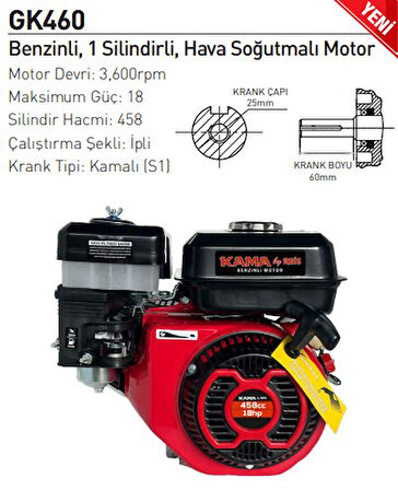 Kama GK460 Benzinli Tek Motor İpli 18Hp Kamalı