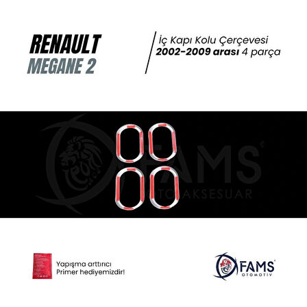 Renaul.t. Megane 2 Krom Iç Kapı Kolu Çerçeve 4 Kapı 2002 - 2009 P.çelik (AKSESUAR)