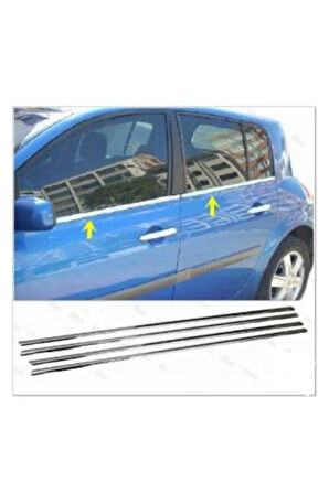 Renault Megane 2 Krom Cam Çıtası 4 Prç. 2002-2009 P. Çelik (HB) uyumlu