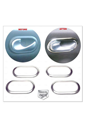 Renaul.t. Modus Uyumlu Krom Iç Kapı Kolu Çerçeve 4 Kapı 2004 Üzeri P.çelik