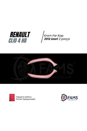 Renault Clio 4 Hb Uyumlu Krom Far Kaşı 2 Prç. 2012-2019 P.çelik