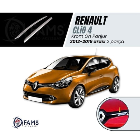 Renault Clio 4 Krom Ön Panjur 2 Parça 2012 -2019 Arası Uyumlu P.çelik