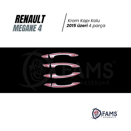 Renault Megane 4 Krom Kapı Kolu 4 Kapı 2015 Üzeri Paslanmaz Çelik