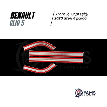 Renault Clio 5 Hb Krom Iç Kapı Eşiği 4 Prç. 2020 Ve Üzeri Paslanmaz Çelik