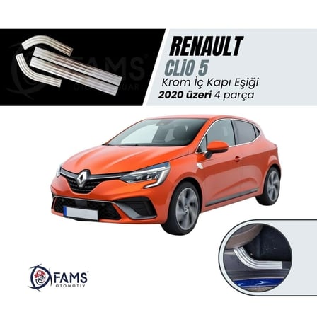 Renault Clio 5 Hb Krom Iç Kapı Eşiği 4 Prç. 2020 Ve Üzeri Paslanmaz Çelik