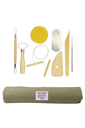 Beyaz Seramik Hamuru 6 Kg 8'li Seramik Şekillendirme Seti