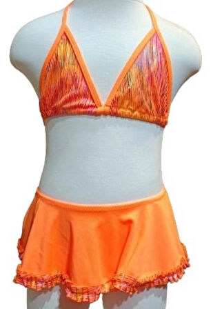 1-14 Yaş Kız Çocuk Turuncu Bikini