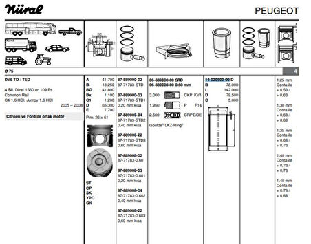 Psa Gomlek P206 P307 C4 Expert III Jumpy III Partner II Berlingo II Partner Tepe Berlingo III C5 II C5 I - Goetze 40209000g