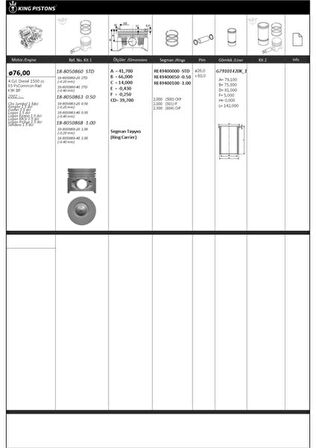 Renault Motor Piston+segman Clio Kangoo (pim Capı 26mm) (1.5 DCI K9k Bp) [(76.00mm Std (+0.50mm)] - Kingpiston 18-8050860