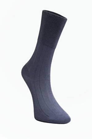 3'lü Lacivert %100 Pamuk Organik Lastiksiz Soket Çorap (Ekstra Ter Emici)