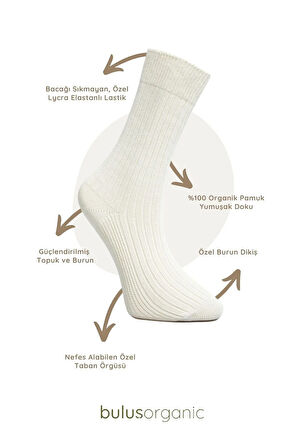 3'lü%100 Organik Pamuk Soket Çorap– Unisex, Yumuşak ve Nefes Alabilir, Sıkmayan, Ter Emici