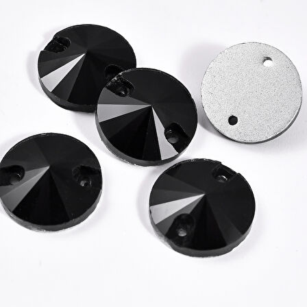 Gymo Premium Delikli Dikme Kristal Taş Round Rivoli 8mm P02 Black (84 Ad)