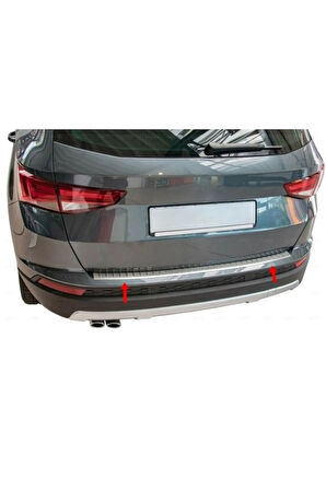 Seat Ateca Uyumlu Krom Arka Tampon Üstü Koruma 2016 Üzeri Paslanmaz Çelik Taşlı