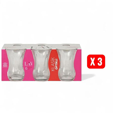 Klasik Optikli 6'Lı Çay Bardağı 115cc (3 Paket X 6'Lı = 18 Adet)
