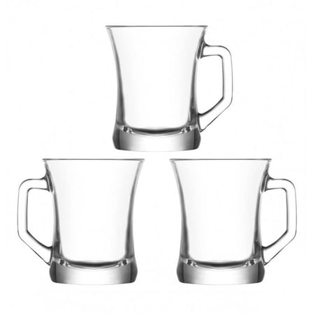 Lav kulplu çay bardak - 3 lü kulplu cam kupa çay bardağı zpl-404