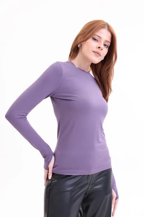 Parmak Detaylı Bisiklet Yaka Body