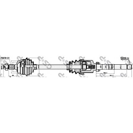 Psa Aks Sag Komple Zx Bx (dis Freze:25 IC Freze:24 Boy:867mm)1,6 1,8 1,9d Abssız 93> - Gsp 210024